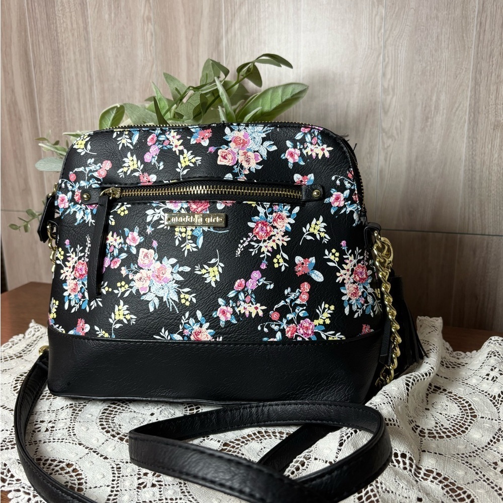 Madden Girl Black Floral Crossbody Bag